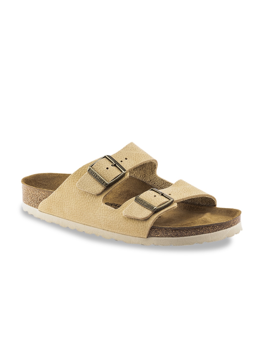 

Birkenstock Men Beige Arizona Nubuck Regular Width Leather Sandals
