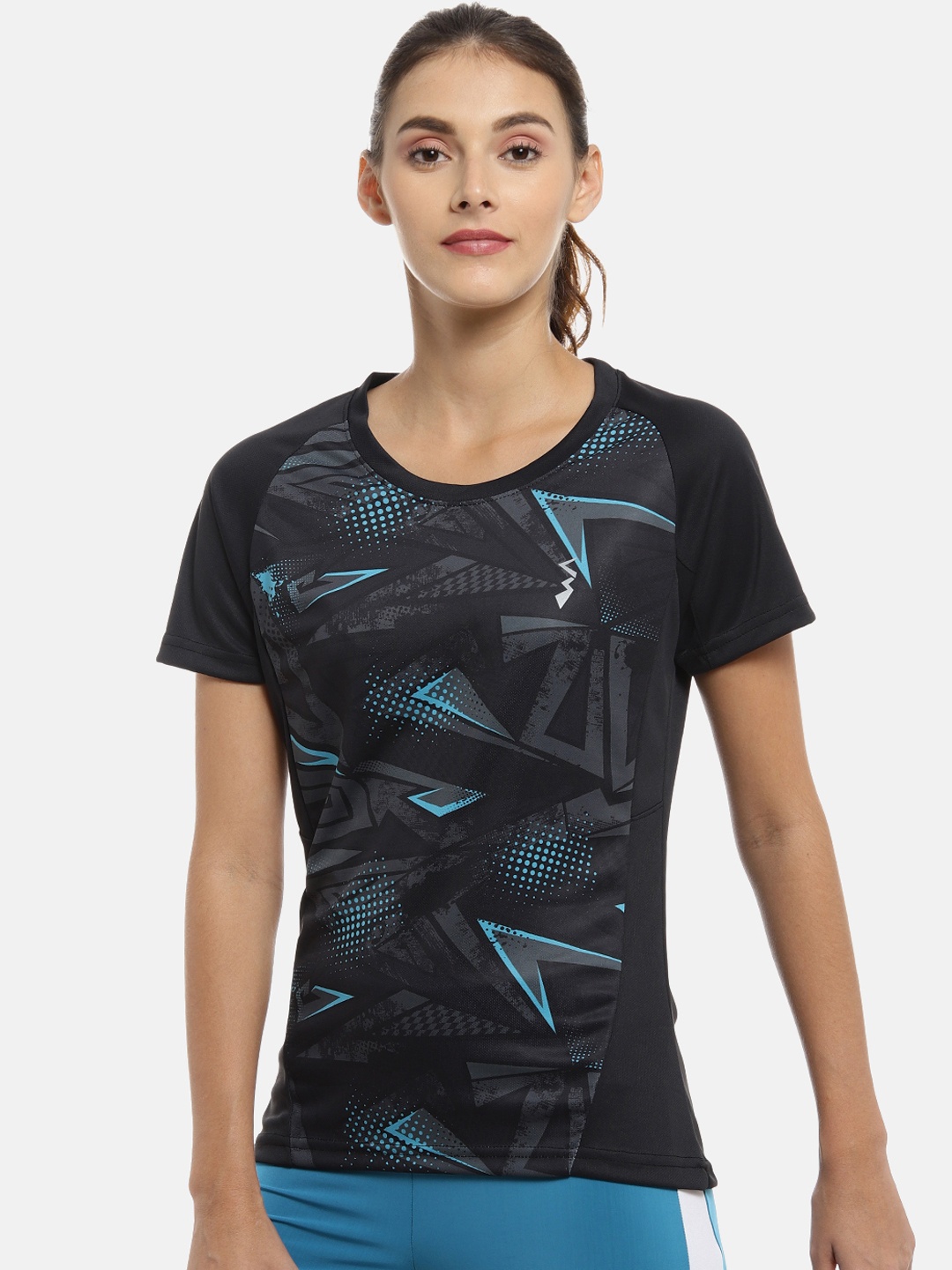 

Campus Sutra Women Black & Grey Printed Round Neck T-shirt