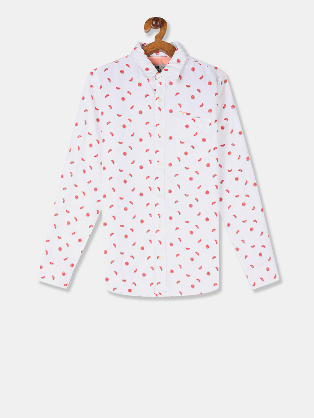 

Flying Machine Boys White & Pink Regular Fit Printed Casual Shirt