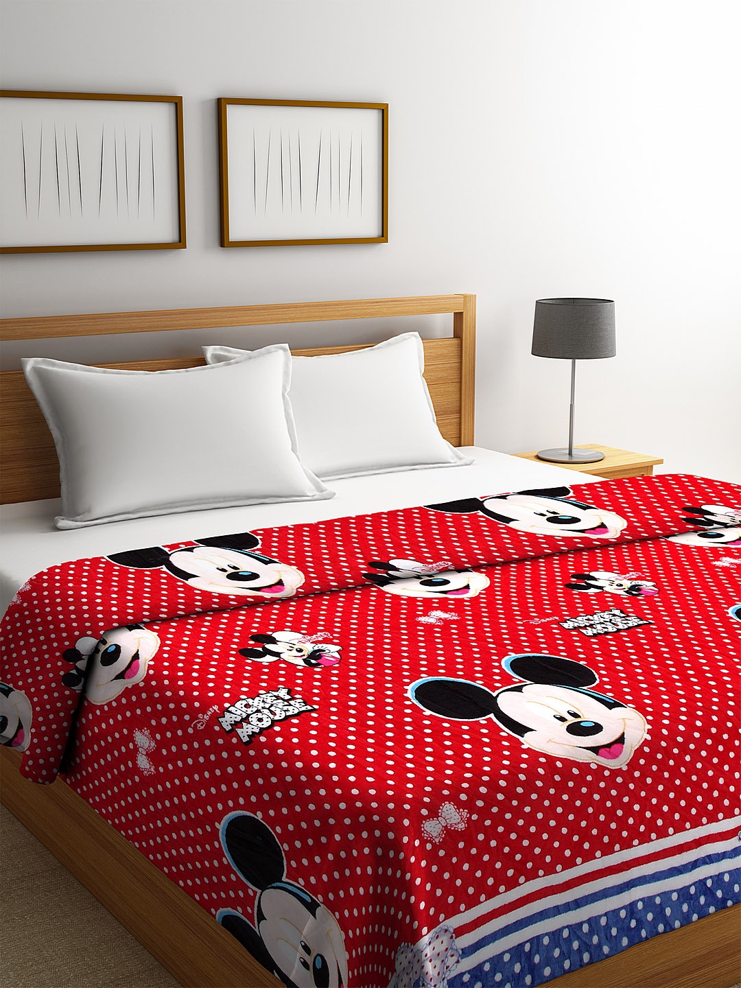 

KLOTTHE Red & Black Mickey Mouse Printed AC Room 233 GSM Double Bed Comforter