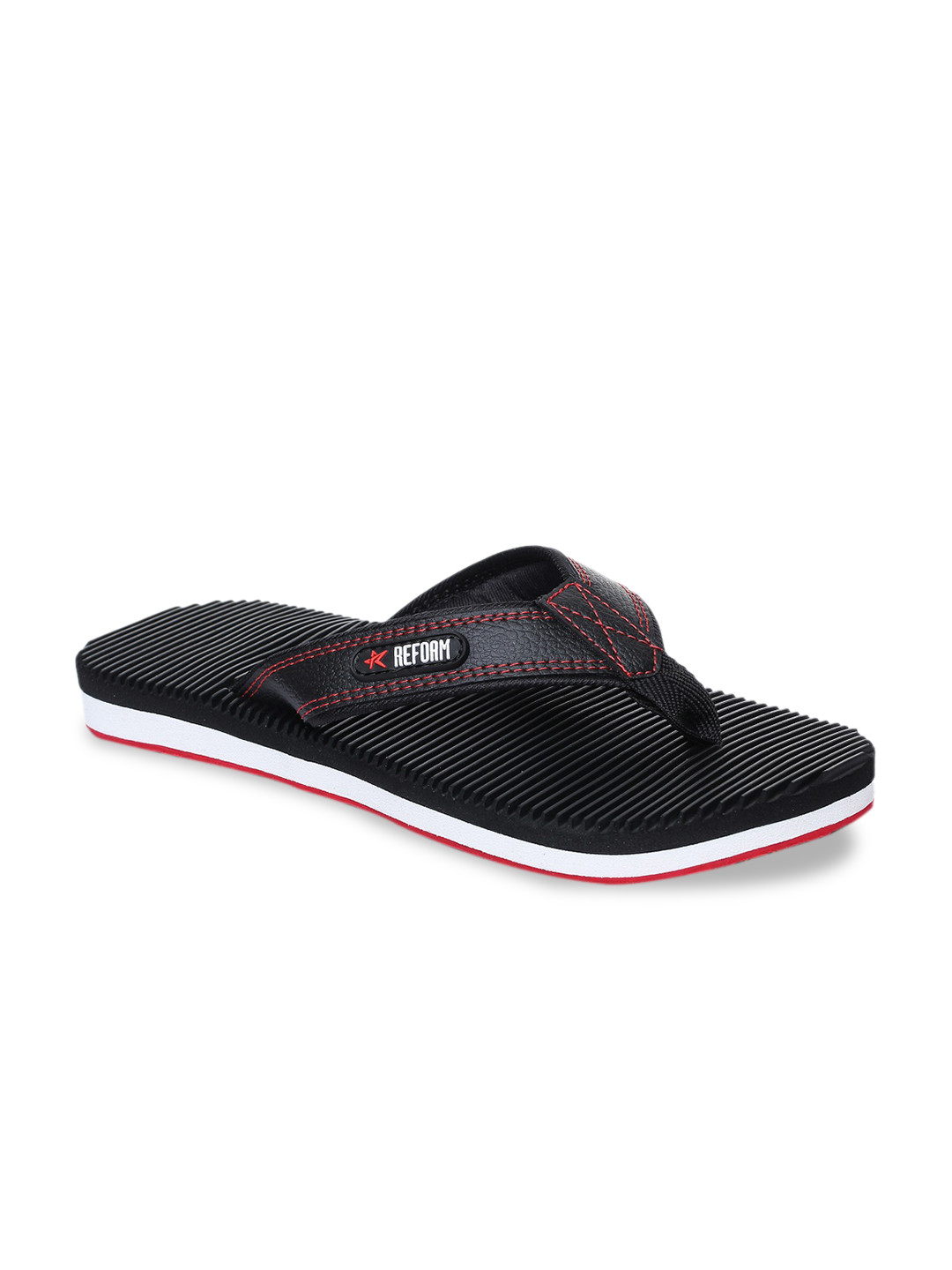 

REFOAM Men Black Solid Thong Flip-Flops