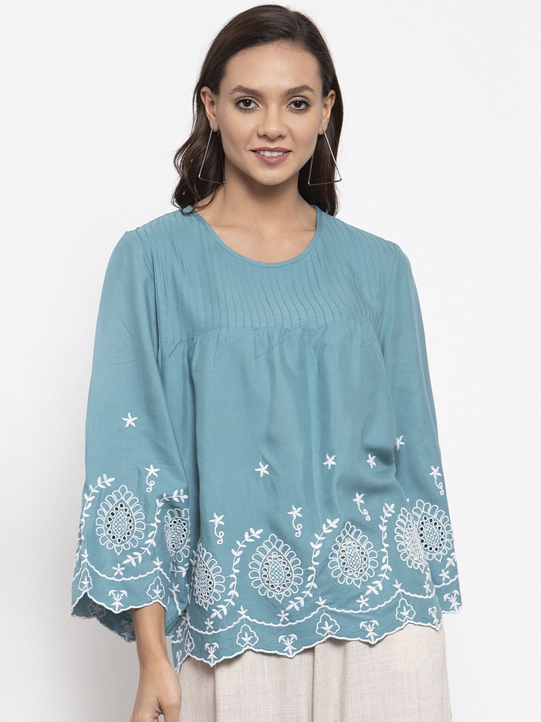 

Gipsy Women Blue & White Embroidered Tunic