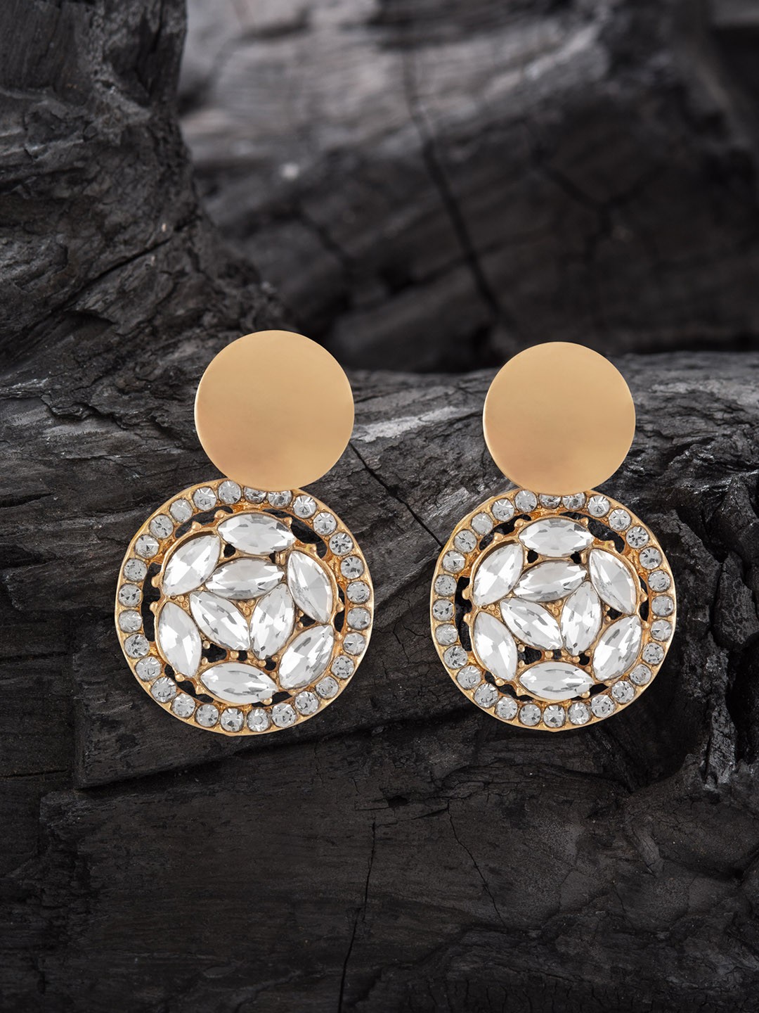

E2O Gold-Plated & White Contemporary Drop Earrings