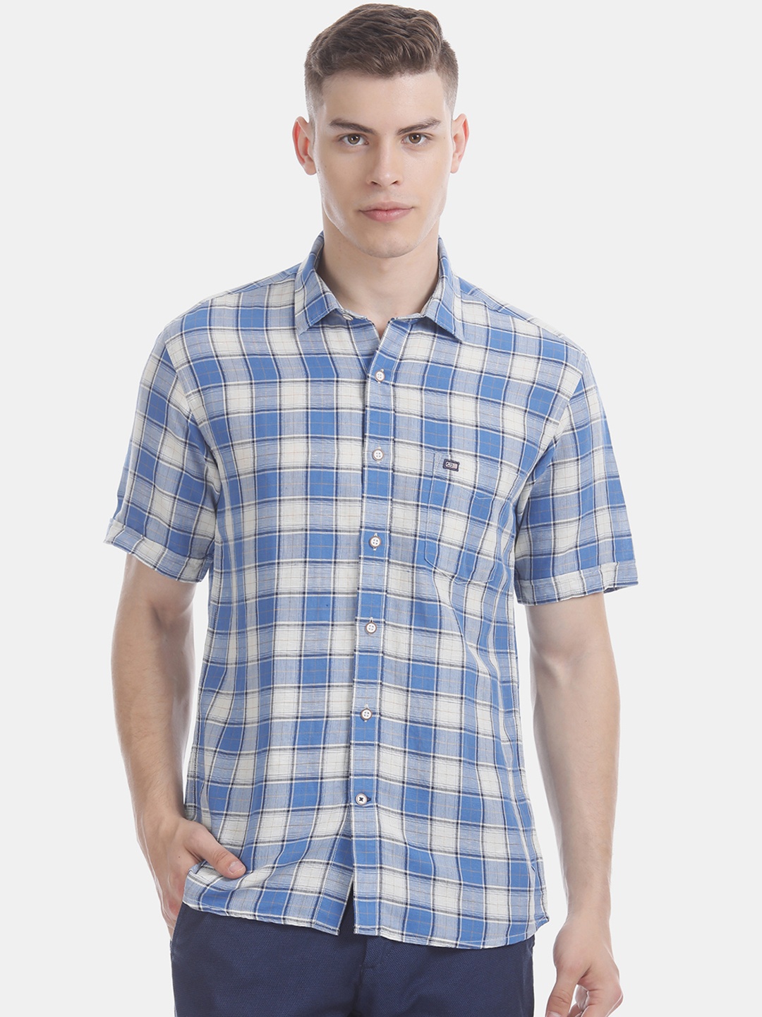 

Arrow Sport Men Blue & White Regular Fit Checked Casual Shirt