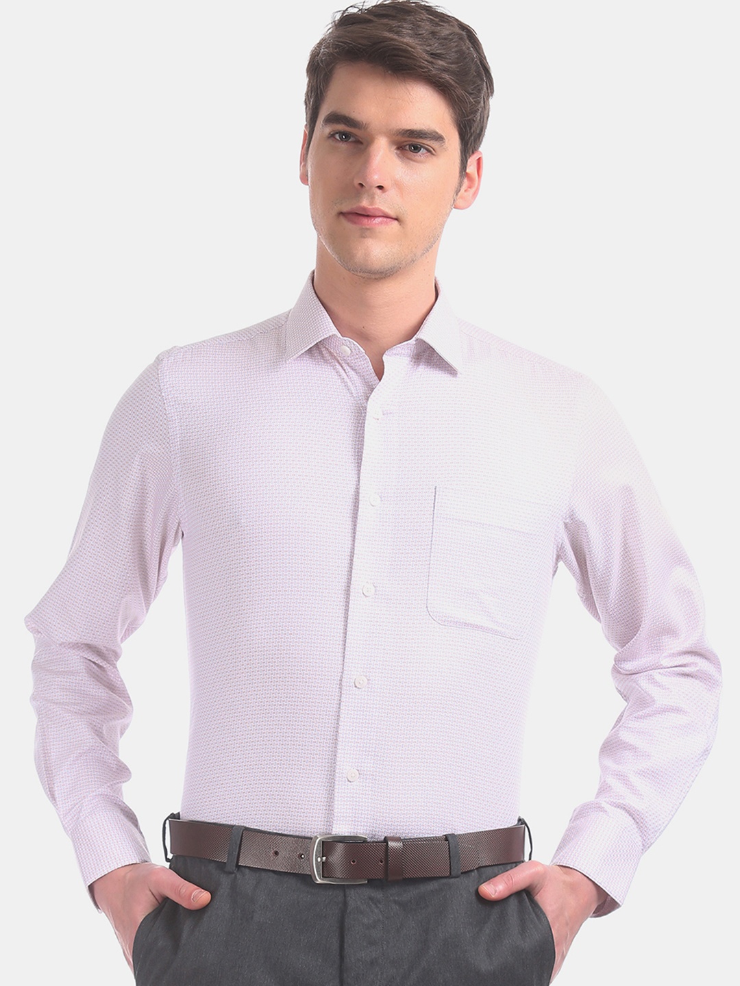 

Arrow Men Pink & Purple Regular Fit Printed Formal Shirt