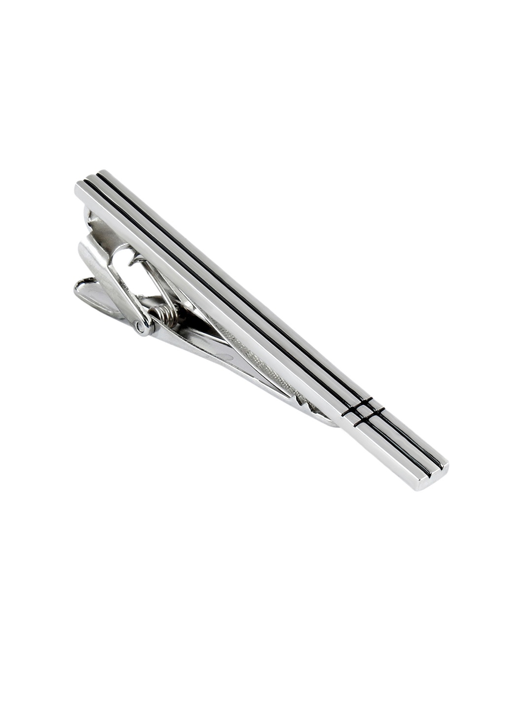

PELUCHE Unisex Silver-Toned & Black Solid Look Sharp Mr.Dapper Tie Pin
