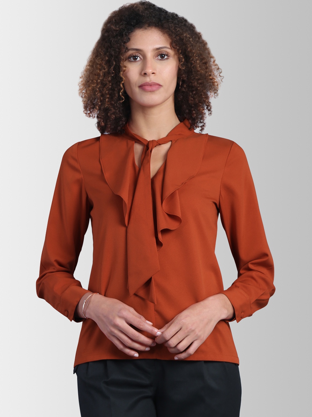 

FableStreet Women Rust Orange Solid Top