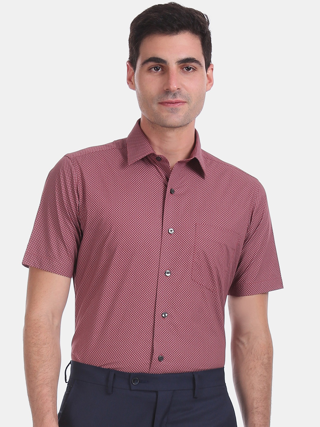 

Arrow Men Pink & White Regular Fit Printed Formal Shirt