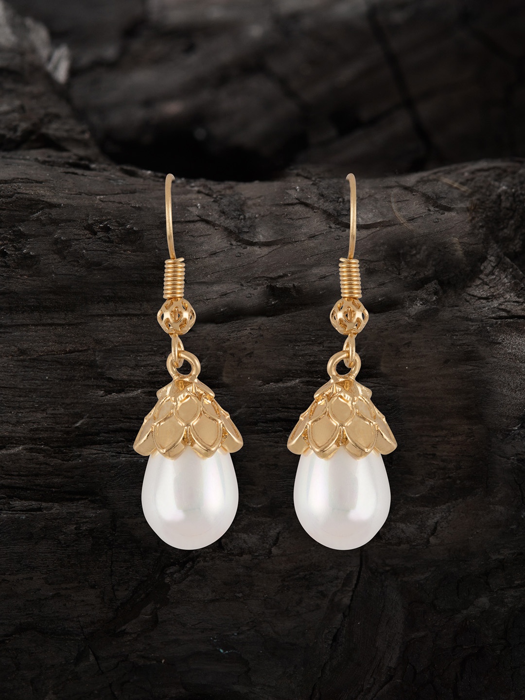 

E2O Gold-Plated & White Contemporary Drop Earrings