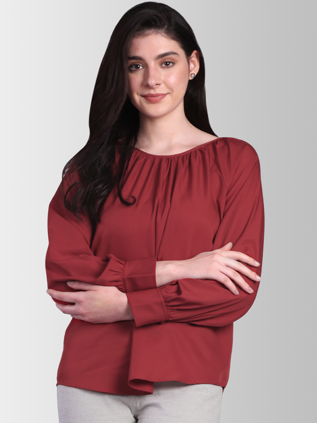 

FableStreet Women Red Solid A-Line Top