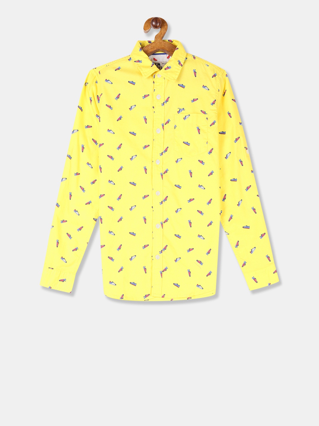 

Flying Machine Boys Yellow Regular Fit Printed Casual Shirt
