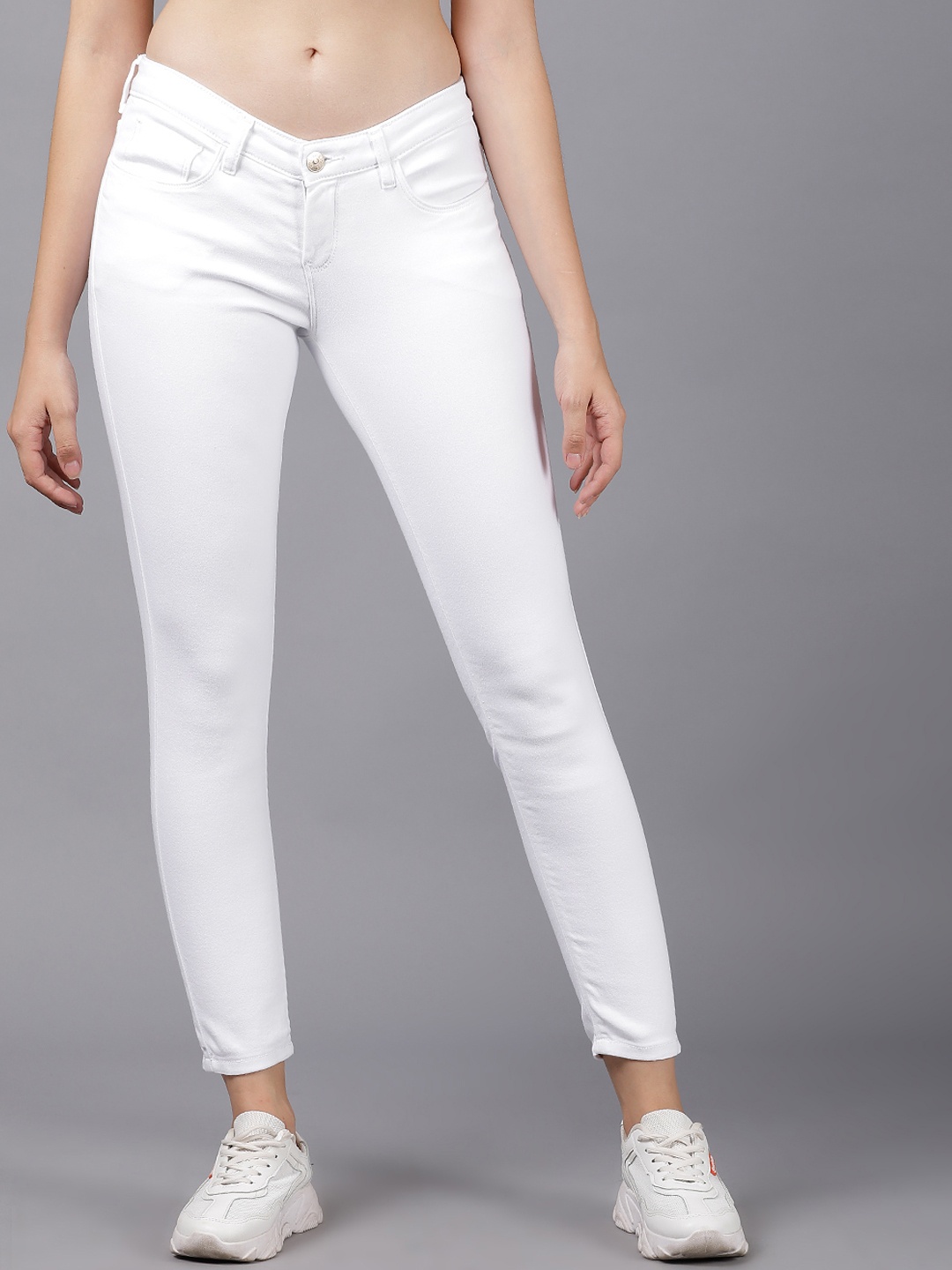 Tokyo Talkies Women White Super Skinny Fit Mid-Rise Clean Look Jeans