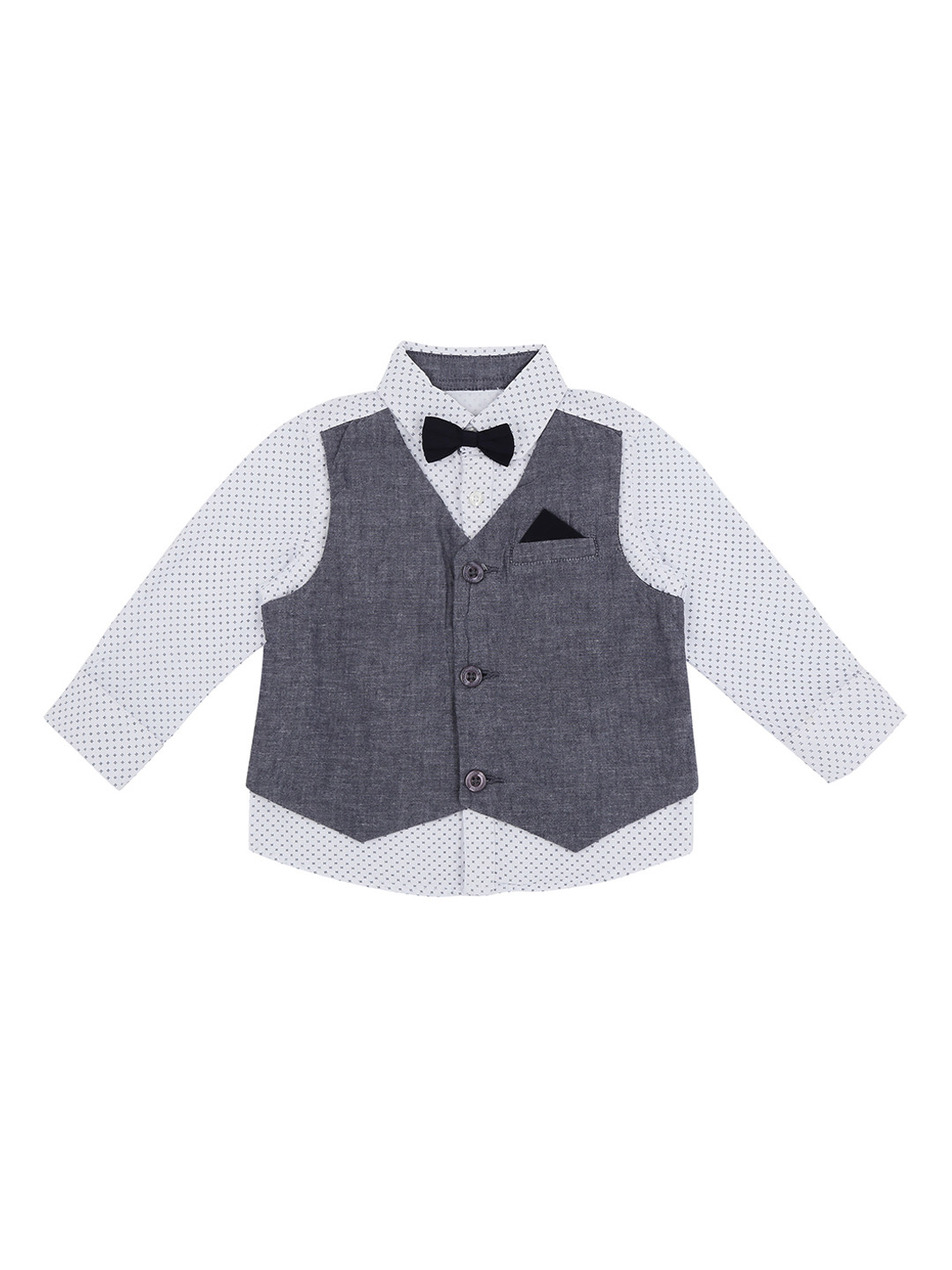

Pantaloons Baby Boys Blue & Grey Regular Fit Printed Party Shirt