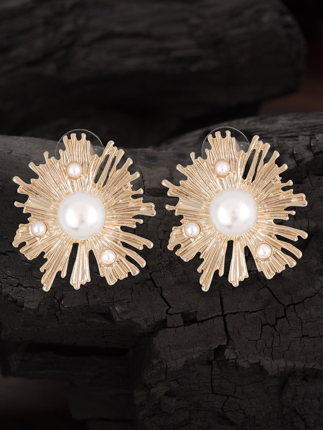 

E2O Gold-Plated & White Contemporary Studs