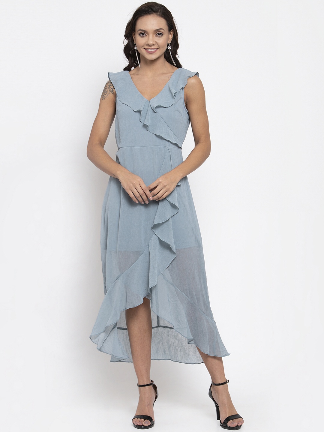 

Gipsy Women Blue Solid Wrap Dress