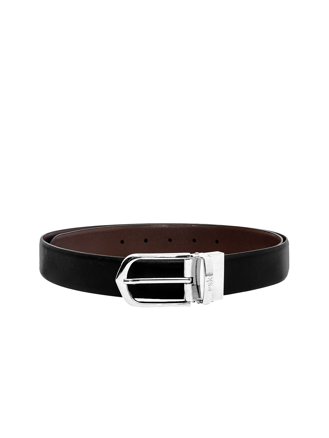 

Eske Men Black & Brown Solid Leather Belt