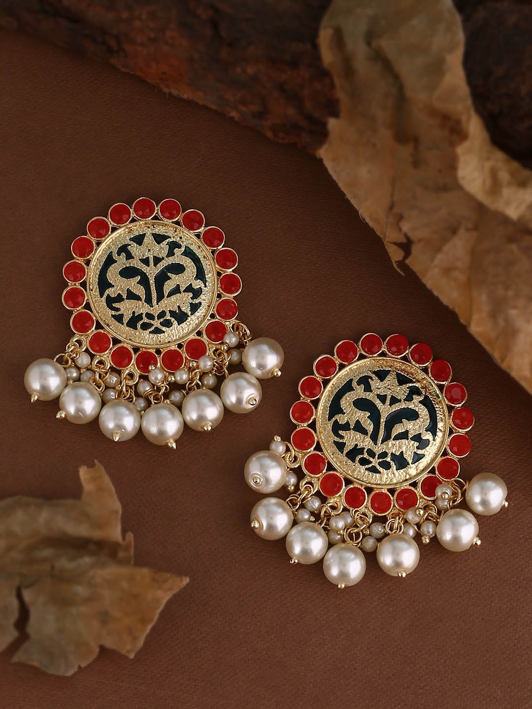 

Shoshaa Red & Gold-Plated Classic Drop Earrings