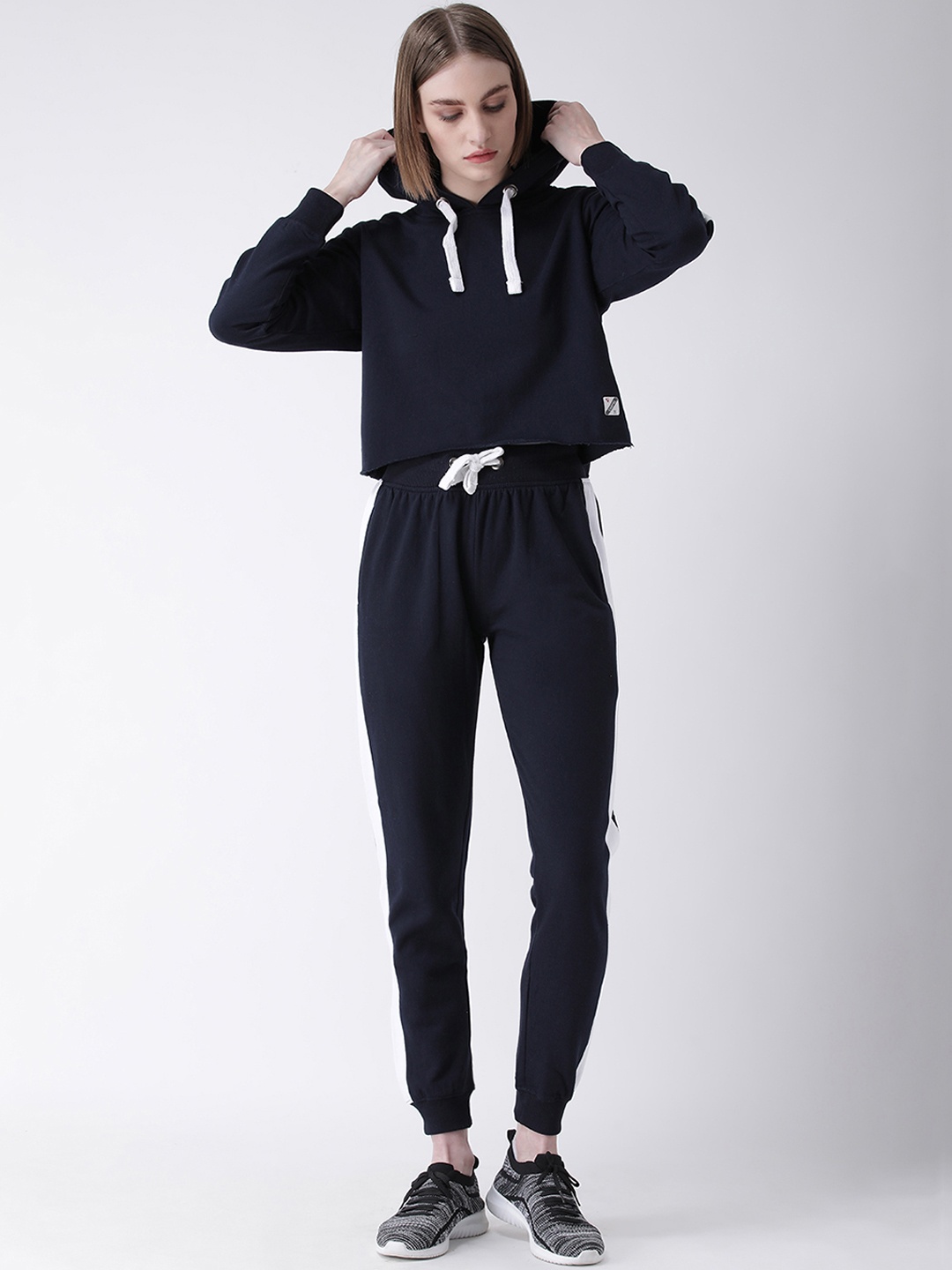 

GRIFFEL Women Navy Blue & White Colourblocked Tracksuit