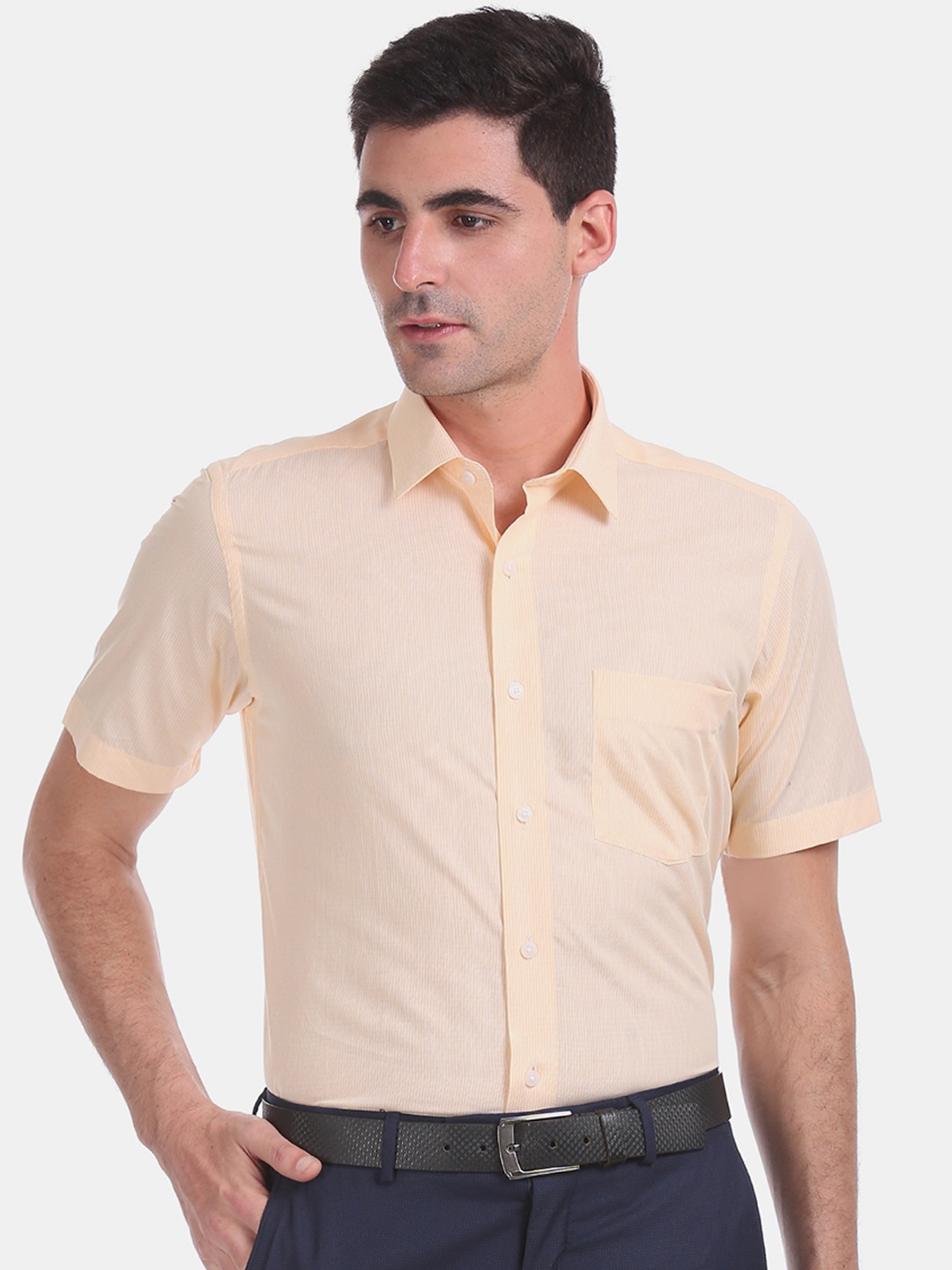 

Arrow Men Yellow Regular Fit Checked Formal Shirt