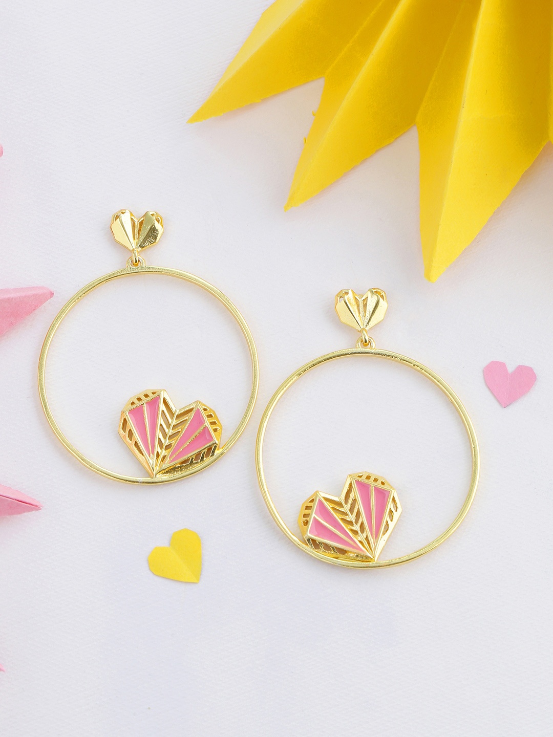 

Voylla Gold-Plated Circular Drop Earrings