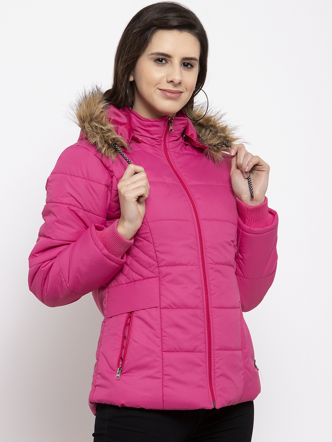 

VOXATI Women Pink Solid Padded Jacket
