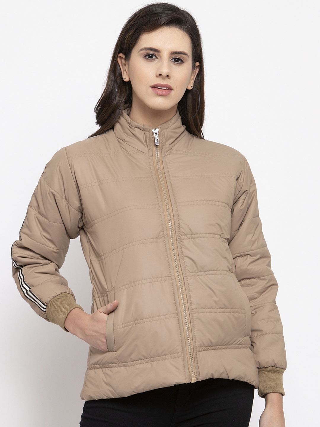 

VOXATI Women Beige Solid Puffer Jacket