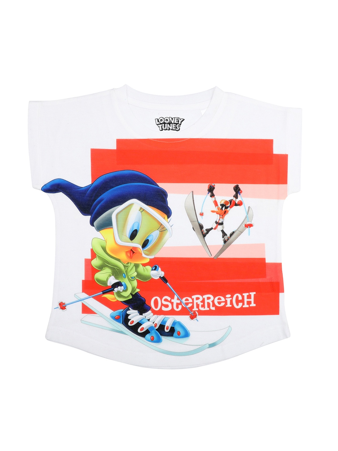 

Looney Tunes Girls White & Red Printed Top