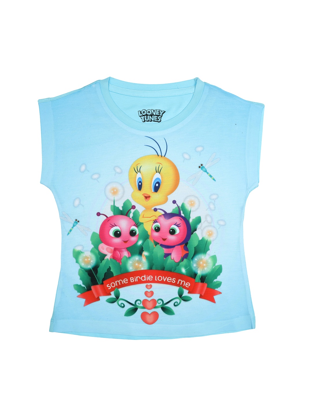 Looney Tunes Girls Blue & Yellow Printed Top