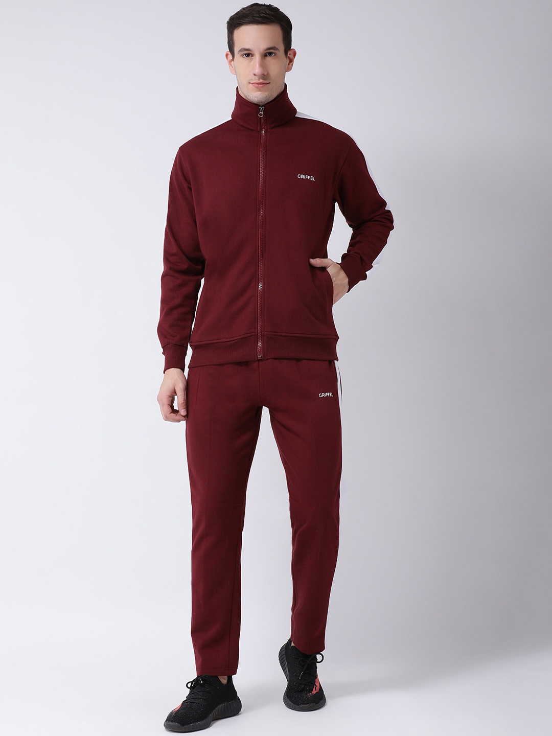 

GRIFFEL Men Maroon Solid Tracksuit