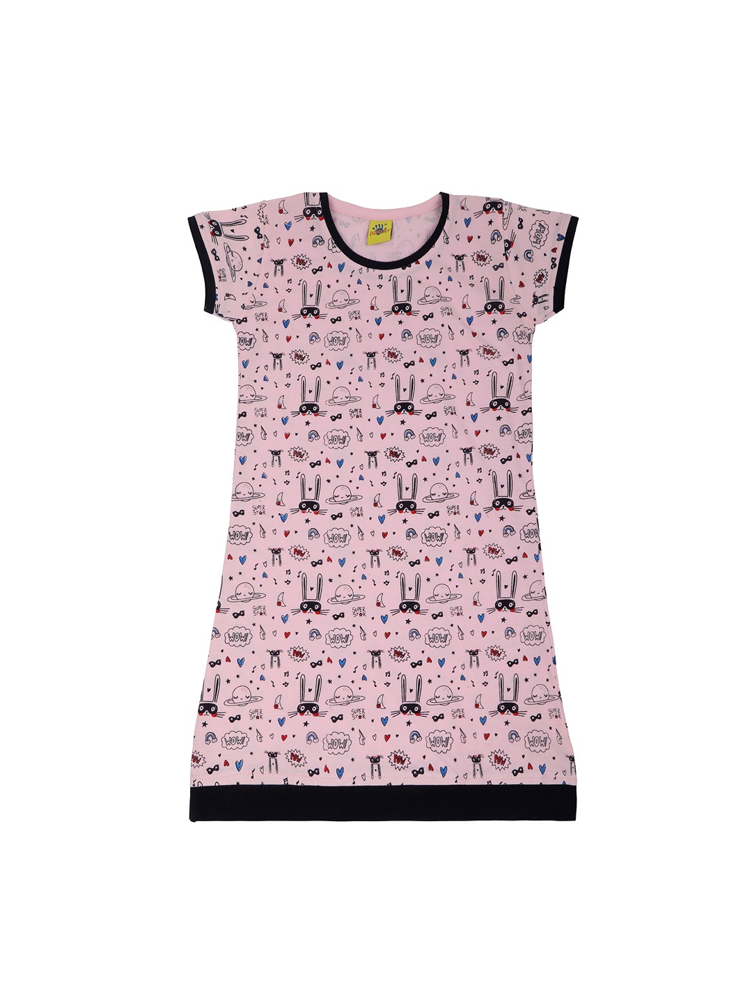 

Punkster Girls Pink & Black Printed Nightdress