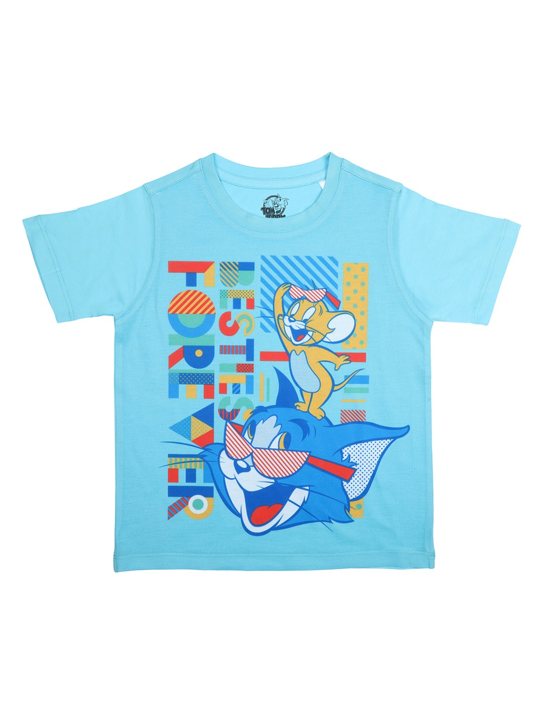 

Tom & Jerry Boys Blue Printed Round Neck T-shirt