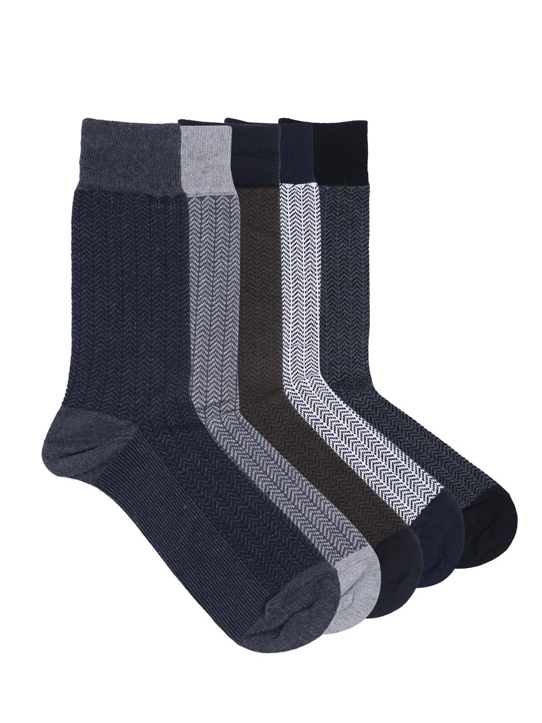 

Balenzia Men Pack of 5 Assorted Zig Zag Calf-Length Socks
