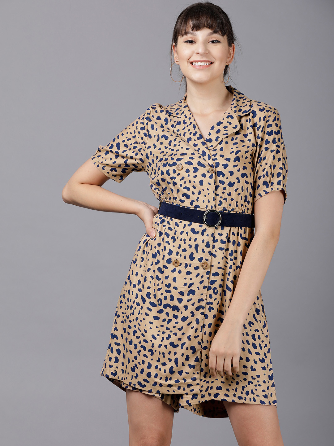 

Tokyo Talkies Women Brown Printed Basic Jumpsuit