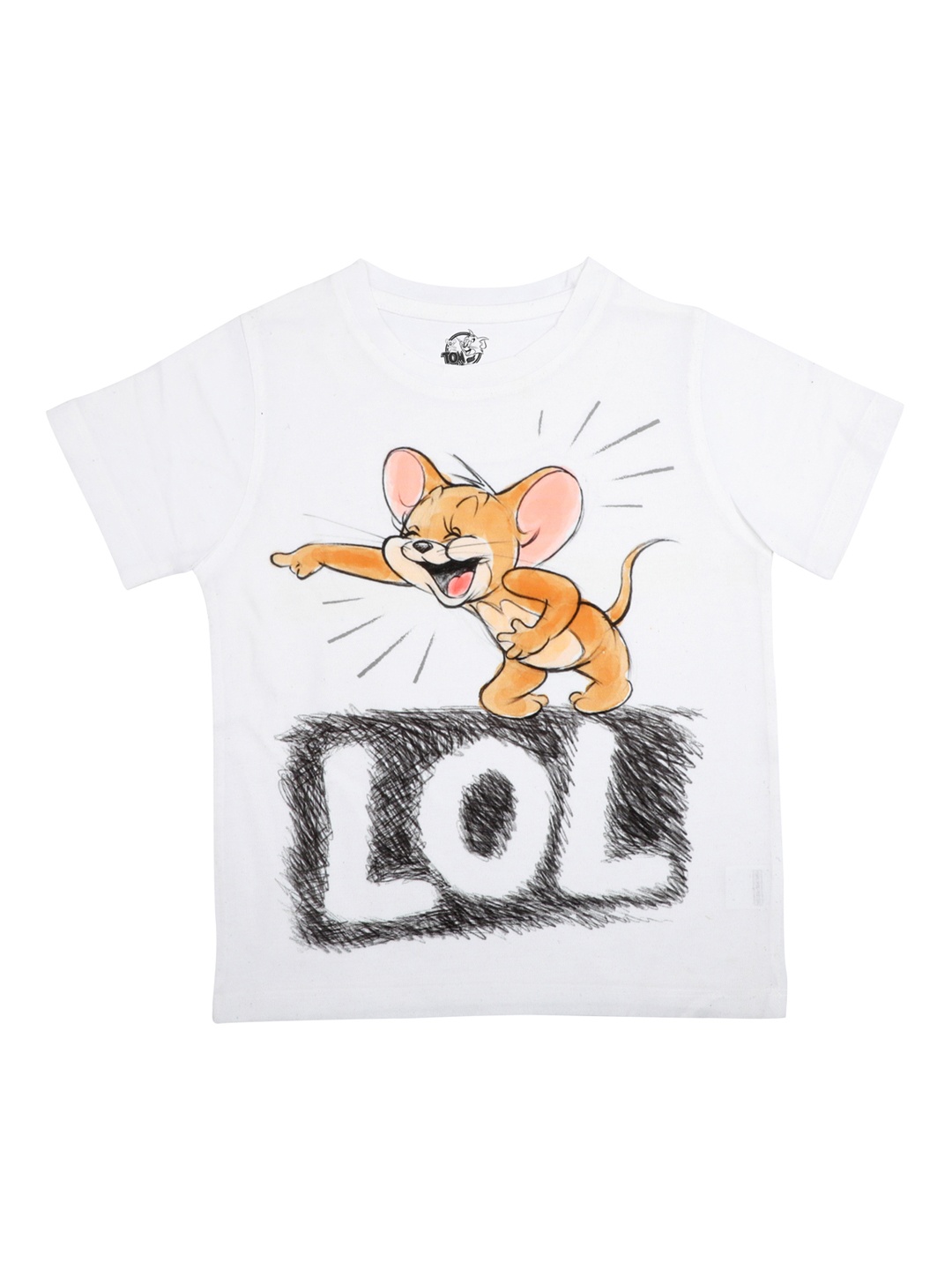 

Tom & Jerry Boys White Tom & Jerry Printed Round Neck T-shirt
