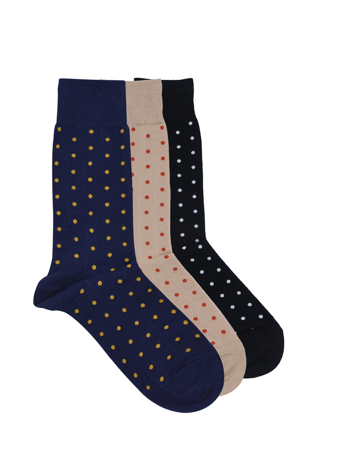 

Balenzia Men Pack Of 3 Assorted Polka Pattern Calf-Length Socks
