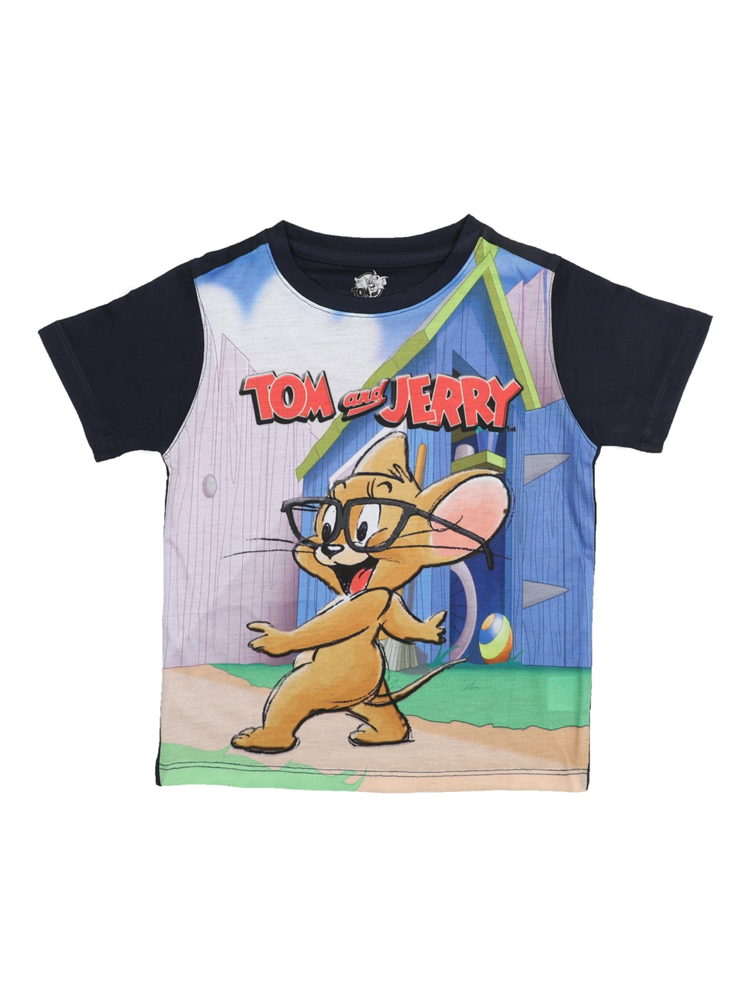 Tom & Jerry Boys Multicoloured Printed Round Neck T-shirt, Multi
