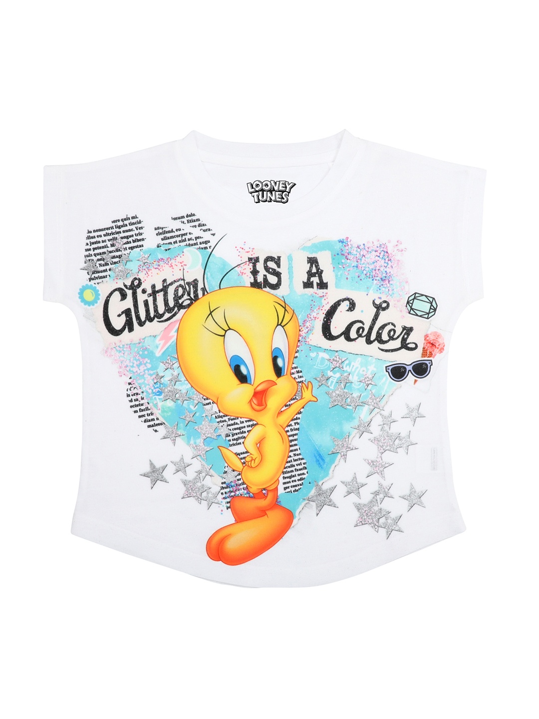 

Looney Tunes Girls White Printed Top