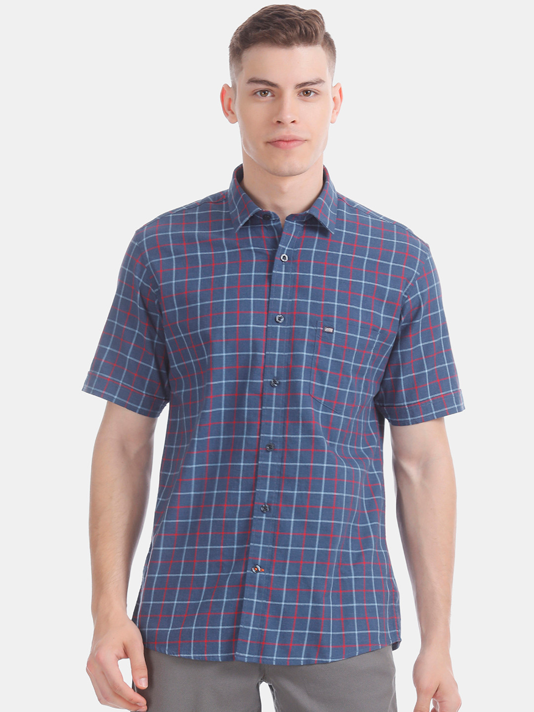 

Arrow Sport Men Blue & Red Regular Fit Checked Casual Shirt