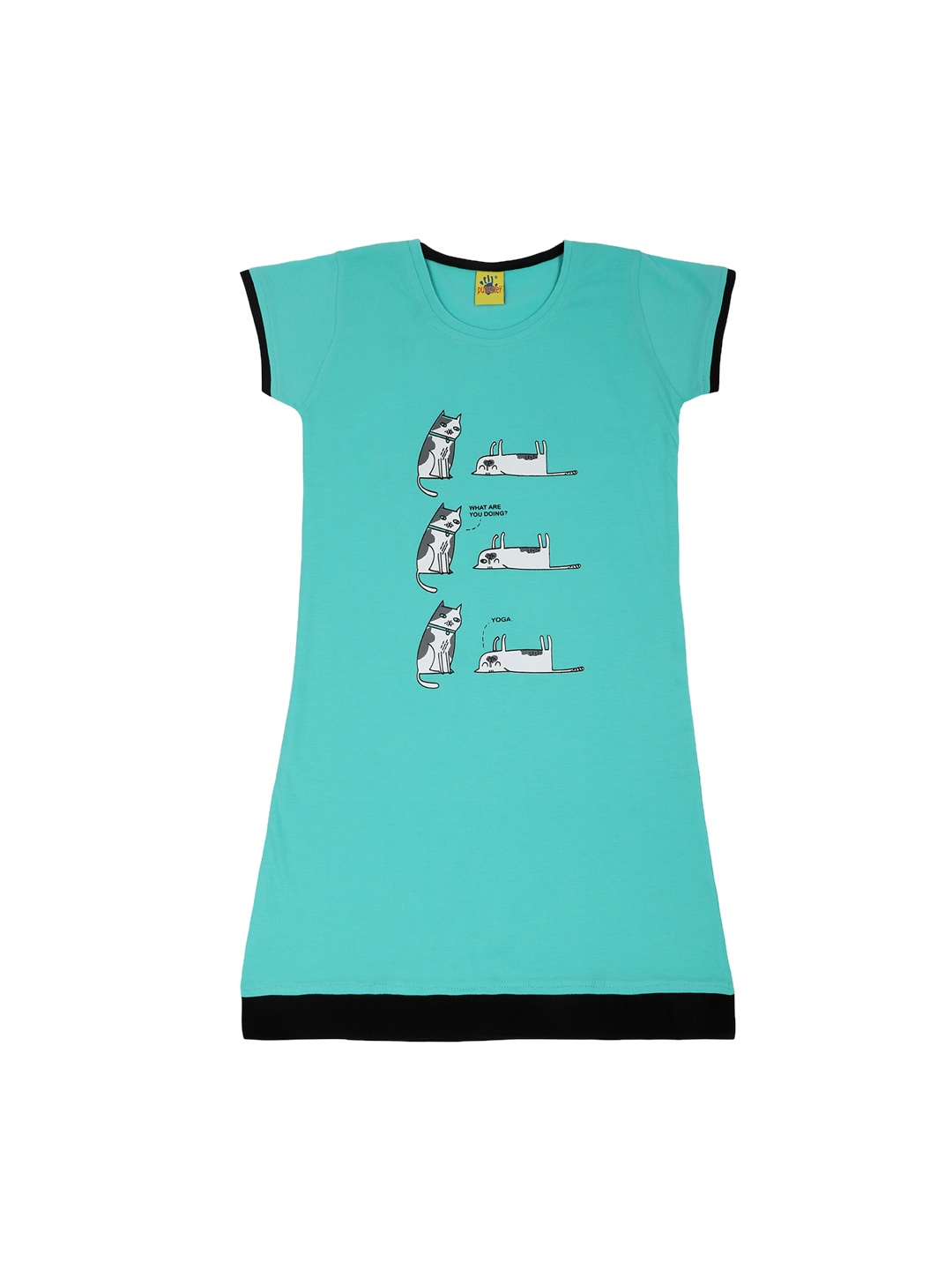 

Punkster Girls Green & Off-White Printed Nightdress