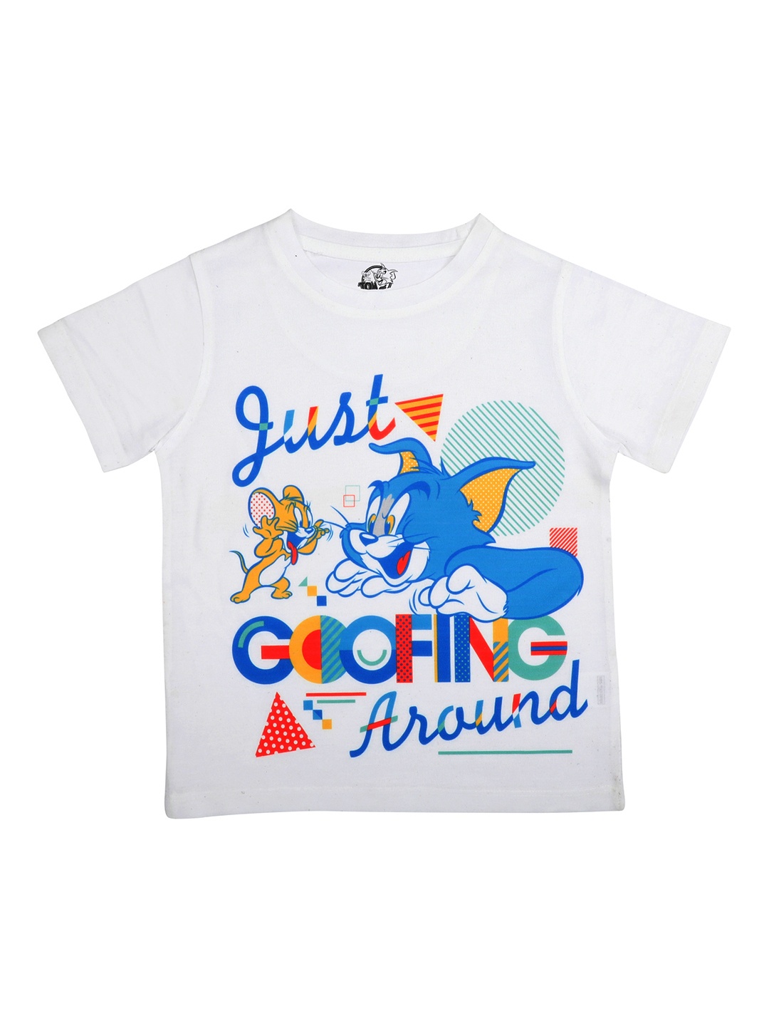 Tom & Jerry Boys White Printed Round Neck T-shirt