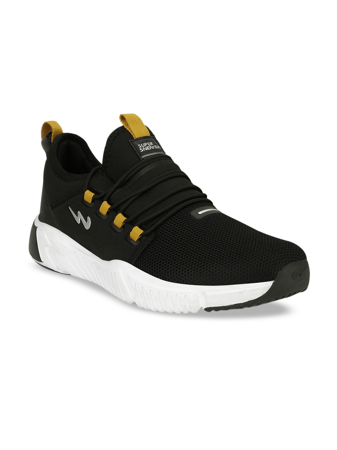Campus Men Black Mesh Running Shoes