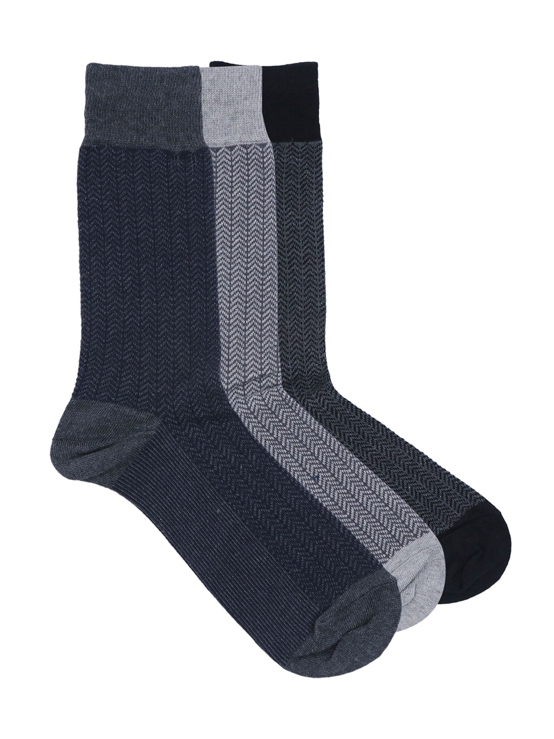 

Balenzia Men Pack of 3 Assorted Zig Zag Calf-Length Socks, Multi