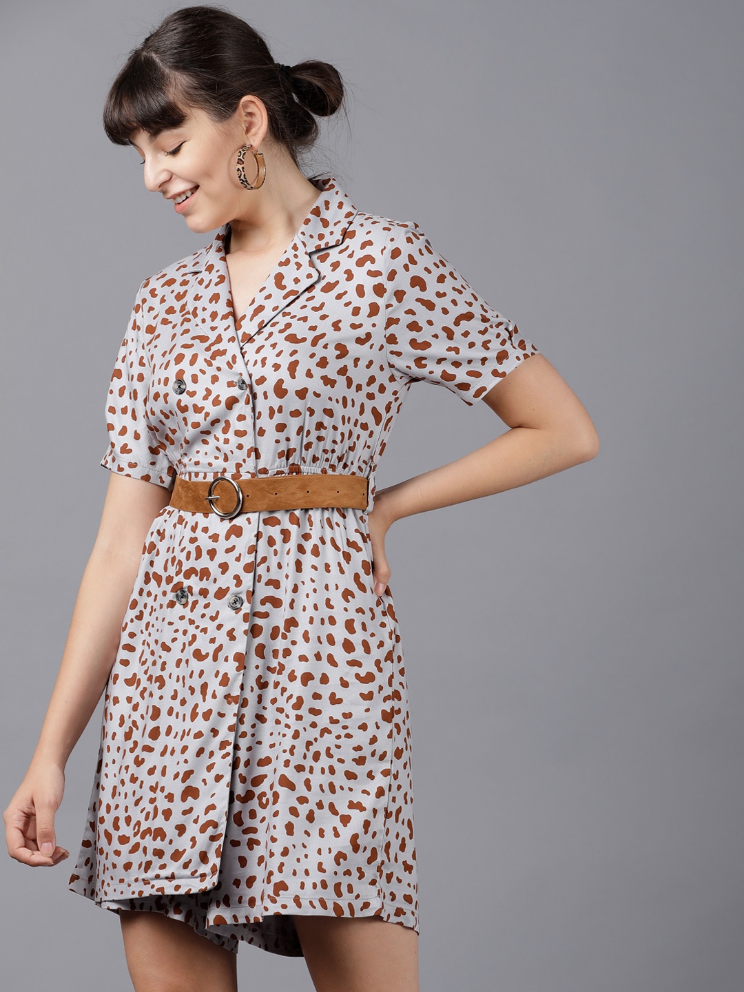 

Tokyo Talkies Women Blue & Brown Printed Basic Jumpsuit