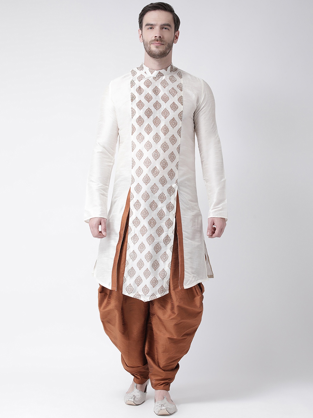 

DEYANN Men Off-White Printed Straight Kurta