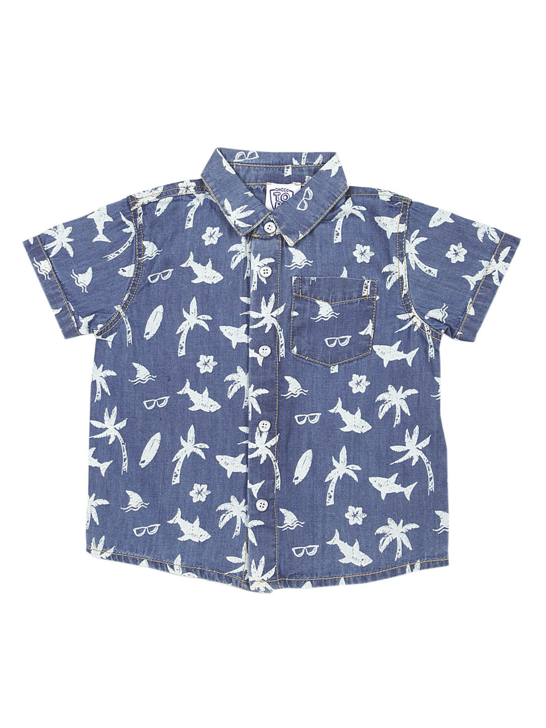

Chicco Boys Blue Regular Fit Printed Casual Shirt