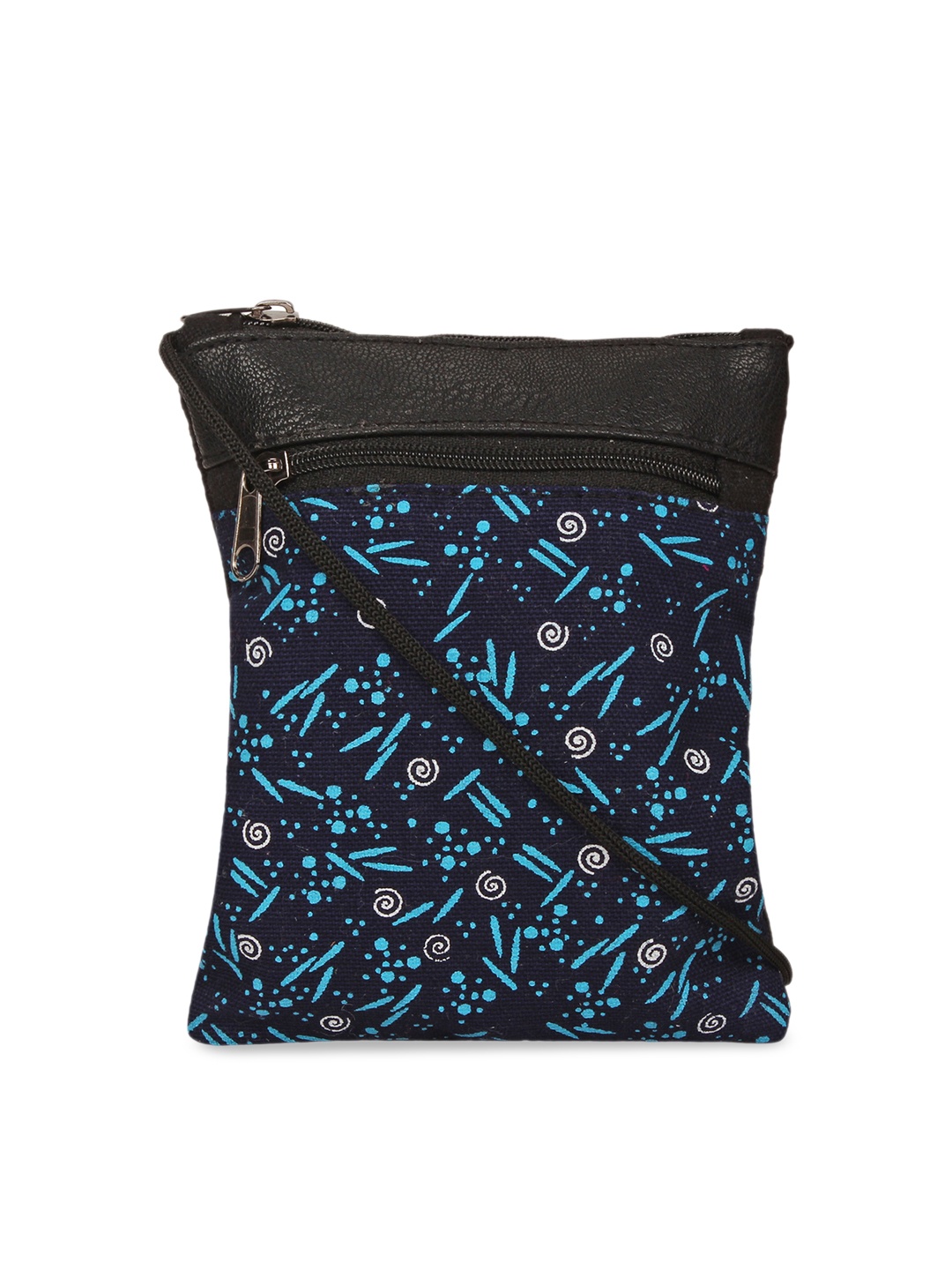 

Anekaant Navy Blue & Black Printed Sling Bag
