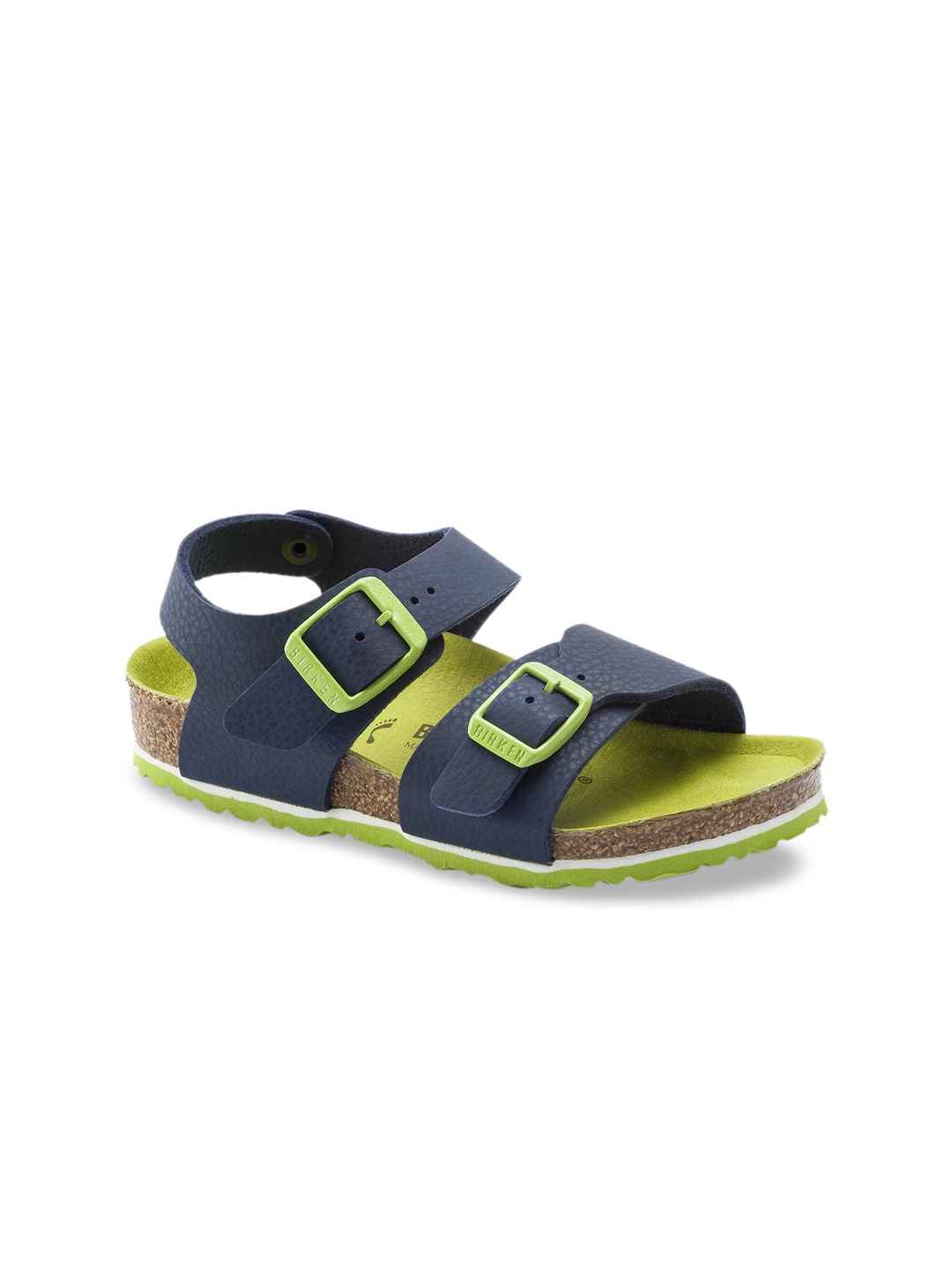 Birkenstock New York Desert Soil Vibrant Blue Narrow Width Birko-Flor With An Ankle Strap, Navy blue