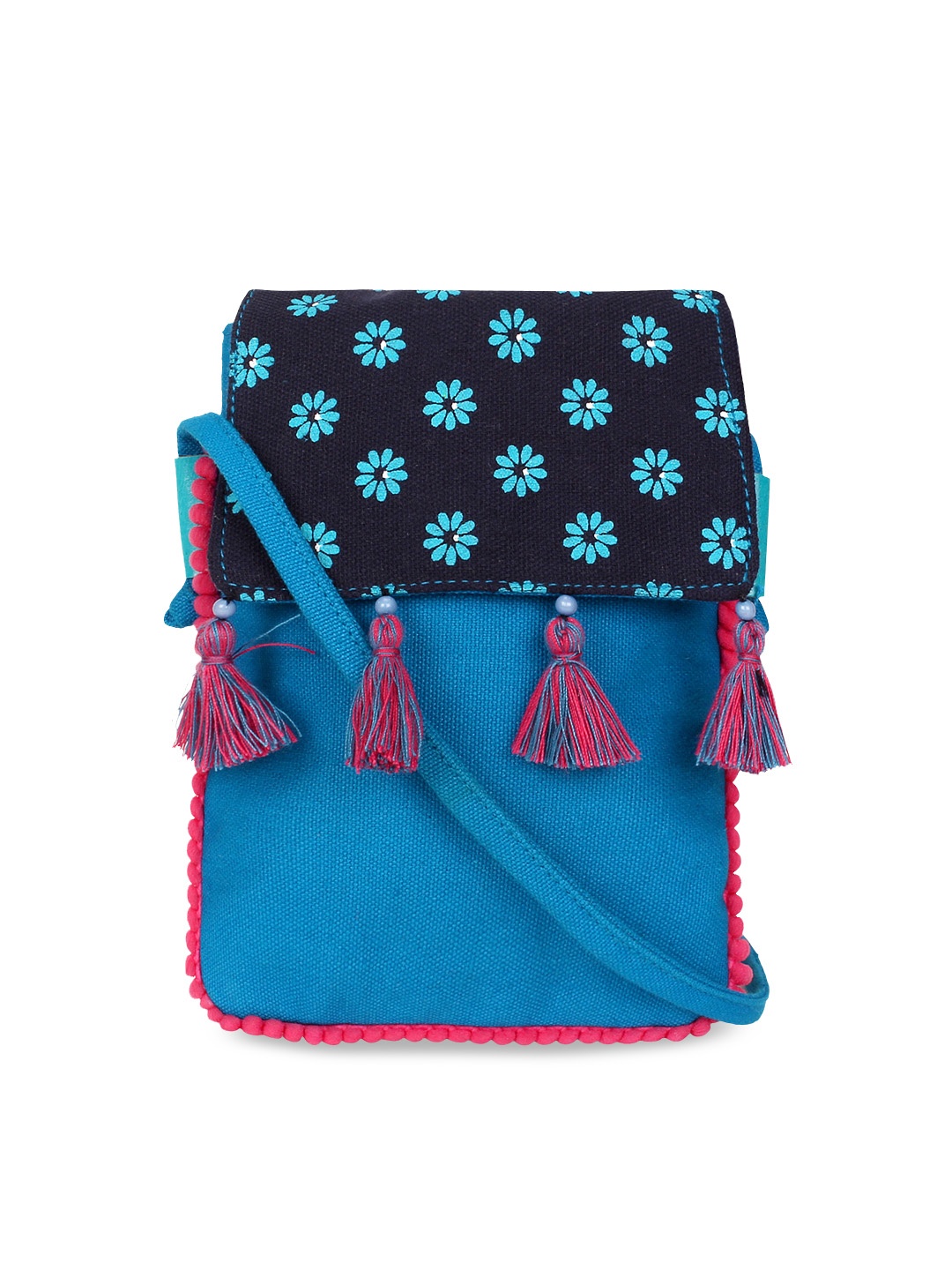 

Anekaant Blue & Pink Printed Sling Bag