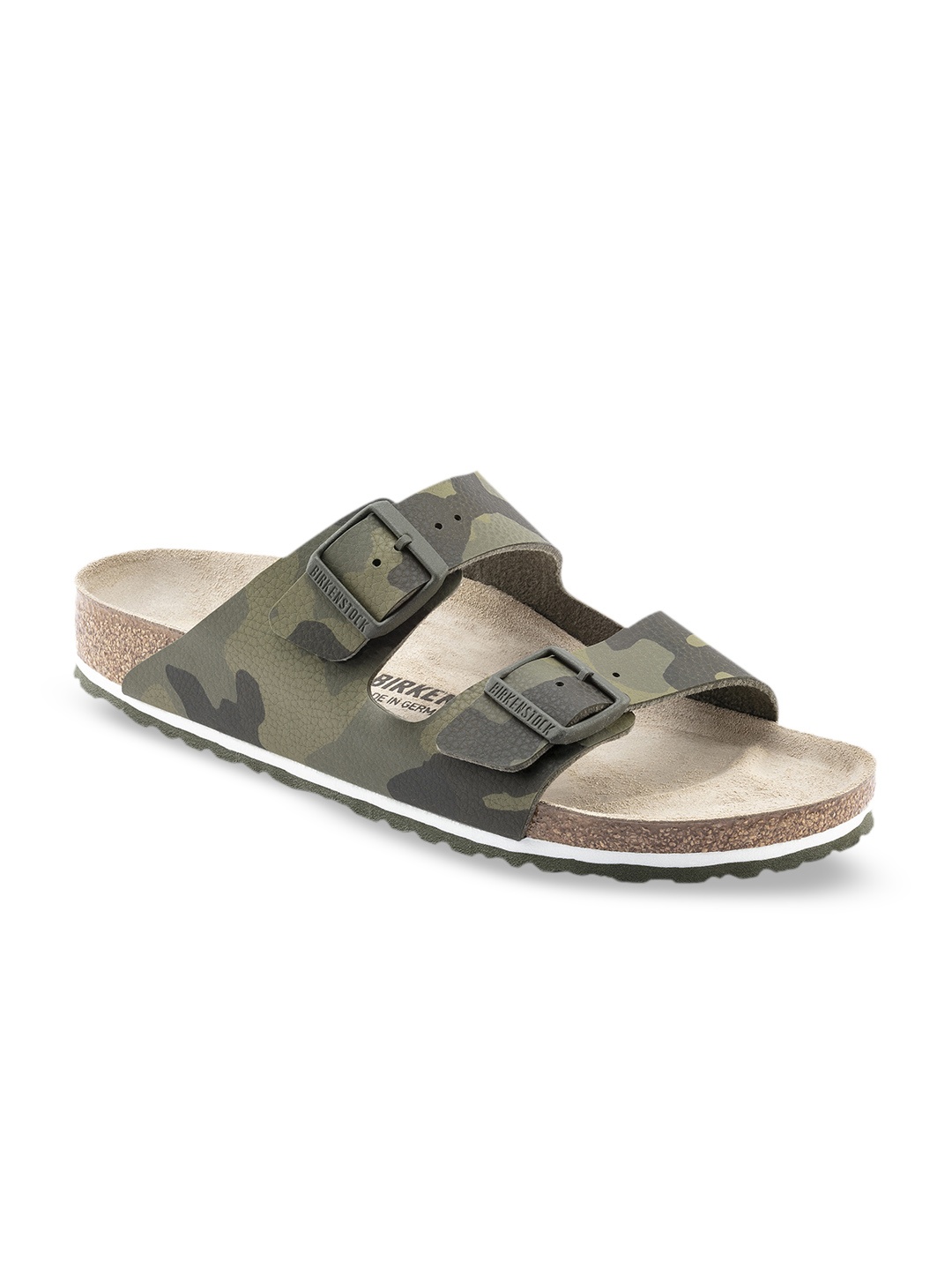 

Birkenstock Men Olive Green Camouflage Print Arizona Birko-Flor Regular Width Comfort Sandals