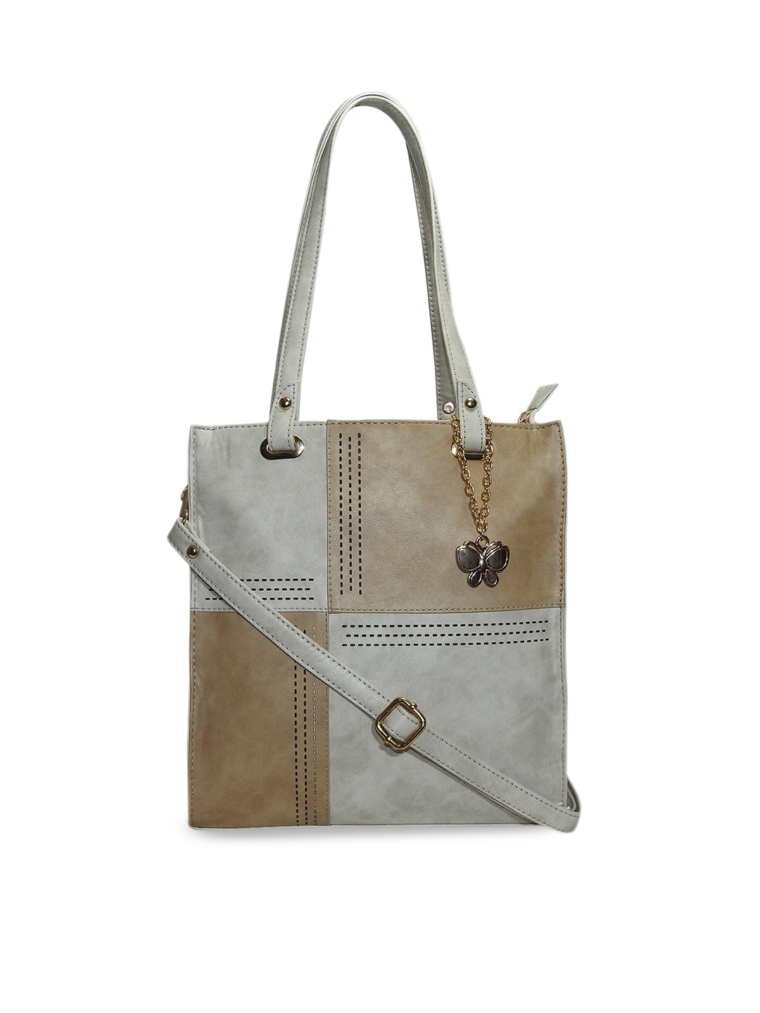 

Butterflies Grey & Beige Colourblocked Shoulder Bag